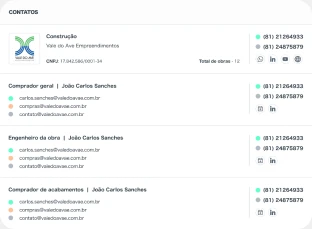 Tela do feed de atividades da Rede de Obras, a melhor plataforma de prospecção da construção civil