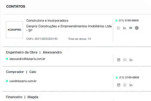 Tela da Ficha de Contatos